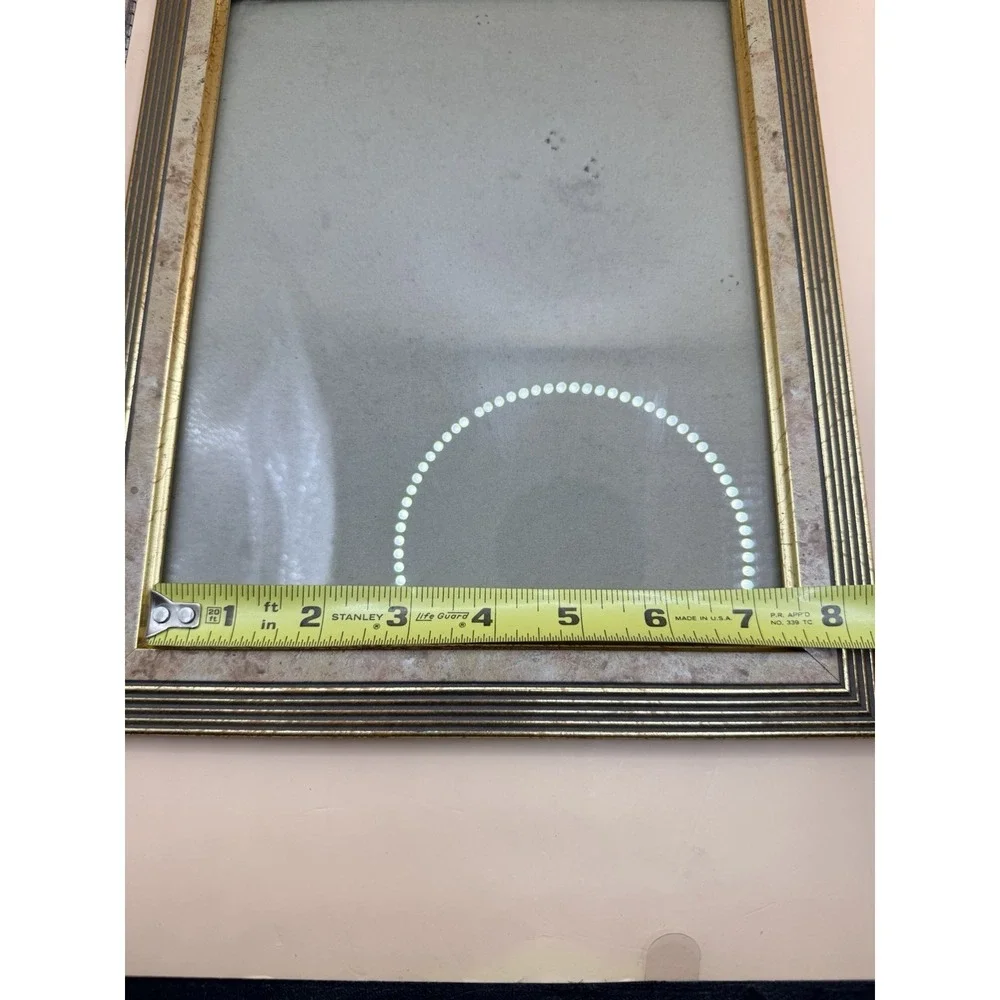 Vintage Distressed Picture Frame Gold Blue Marble Look Wall Tabletop Frame